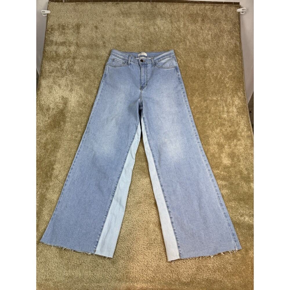 VIbrant MIU Wide Leg Jeans Size 13 / 30 Color Block Panel 2-Tone High Rise A343